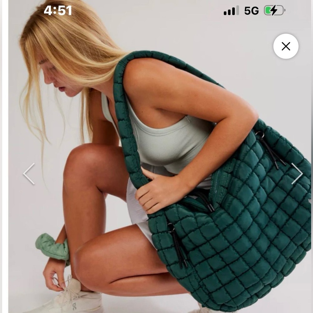 NWT Free People Movement Quilted Carryall Bag in Pine